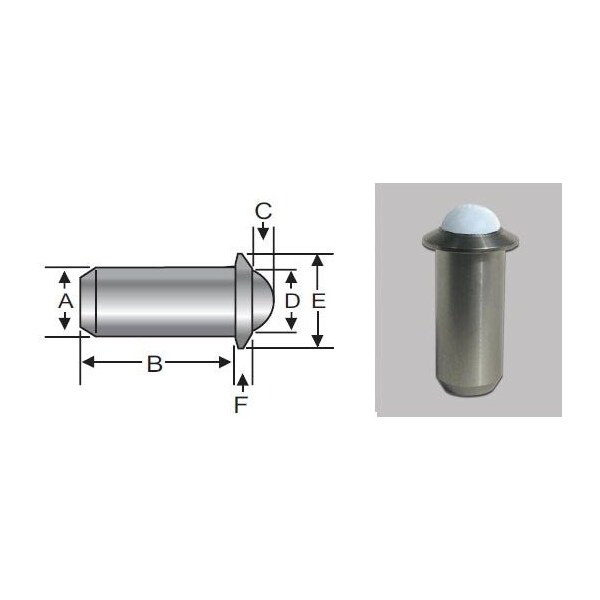 S & W Manufacturing Press Fit Bll Nose, Nyl Bll, L-End, 0.500" SSWPFN10-8BL - main